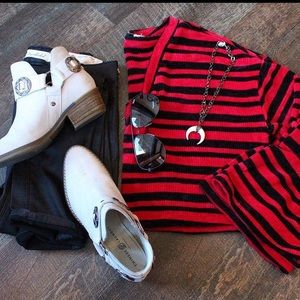 Velvet Stripe Crop Sweater